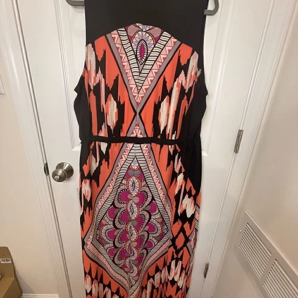 Pure Energy maxi 2X dress colorful adjustable tie waist